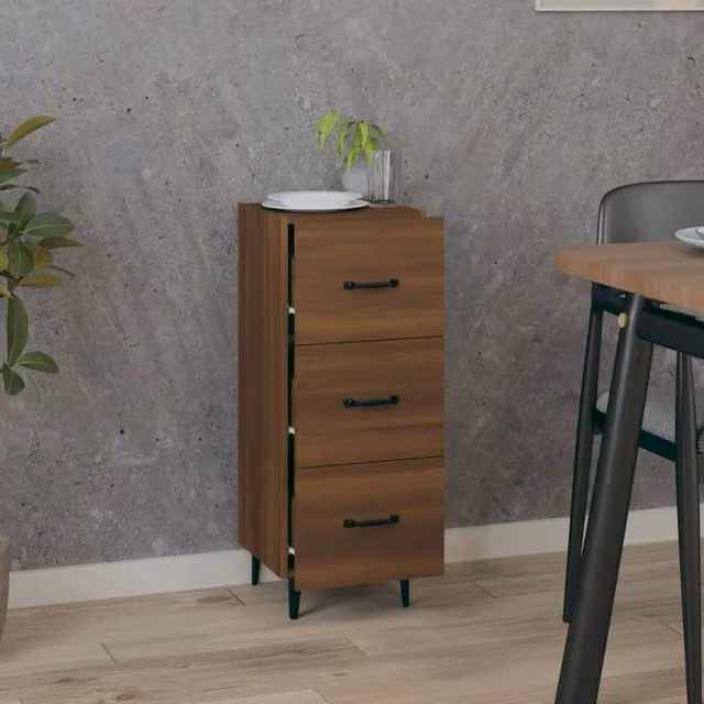 Berkfield Home Brown Oak Sideboard, W/D/H: 34.5 x 34 x 90 cm