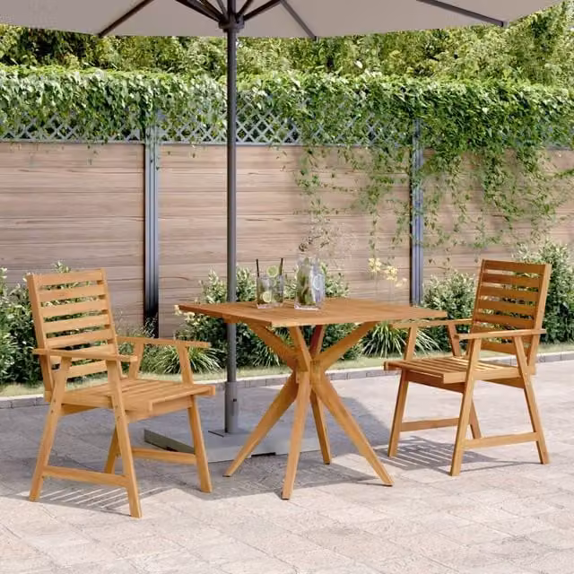Berkfield Home 3 Piece Rustic Acacia Wood Garden Dining Set in Brown