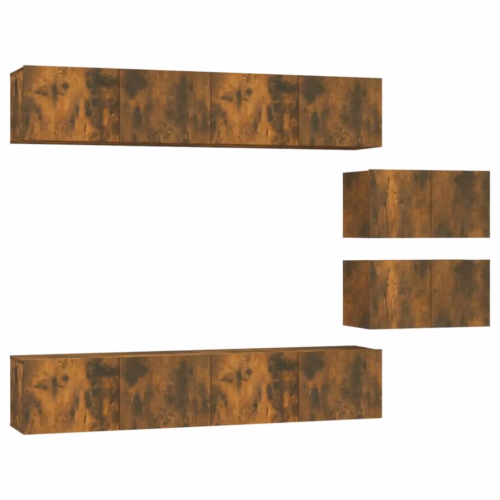 Berkfield Home 4 Piece Smoked Oak TV Cabinet Set in Brown – 2