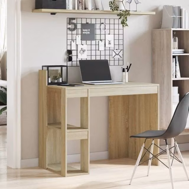Berkfield Modern Home Office Writing Desk in Sonoma Oak, Light Brown, W: 103.5 cm, D: 56.5 cm, H: 94 cm