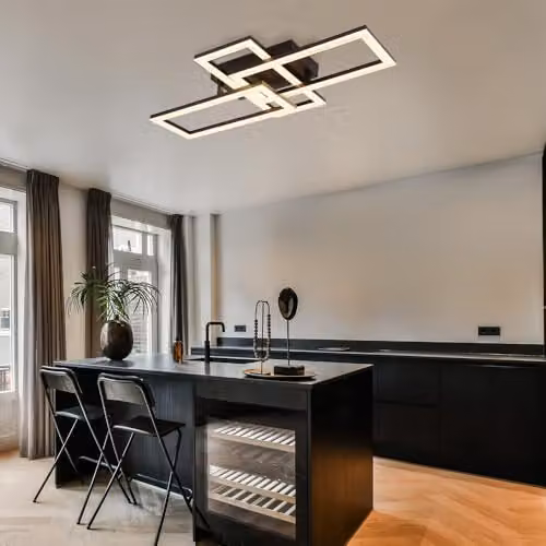 Netlighting Globo Lighting Adjustable Rectangular LED Ceiling Light in Black and Transparent Crystal, 24W, 3000K, W: 34 cm, D: 61.4 cm, H: 9.3 cm – 4