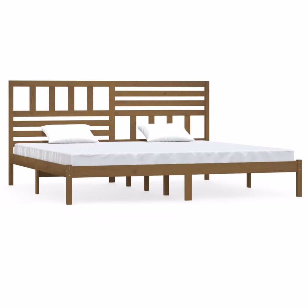 Berkfield Home Beautiful Bed Frame in Honey Brown Solid Pine Wood, W/D/H: 200 x 200 x 100 cm – 3