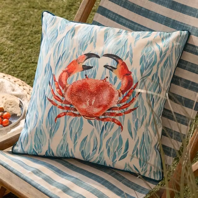 Make it a Home Abersoch Crab Outdoor Cushion in Blue
