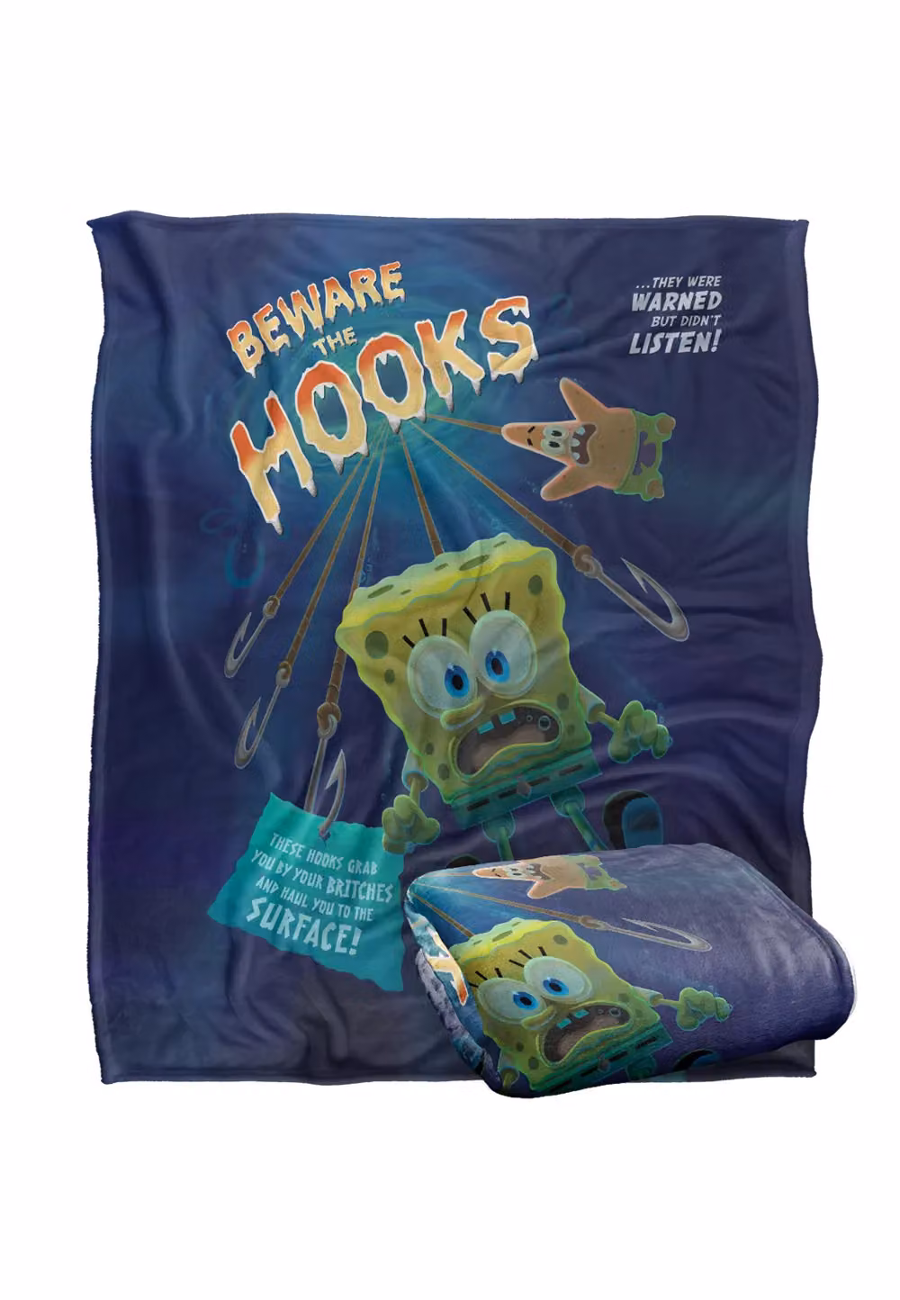 LOGOVISION Spongebob Beware The Hooks Super Soft Fleece Throw Blanket, Multicolour, W: 152 cm, D: 127 cm – 7