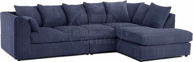 Furnishings For Less UK Luxor Jumbo Cord 5 Seater L-Shape Corner Sofa, Right Hand Facing, Navy Blue