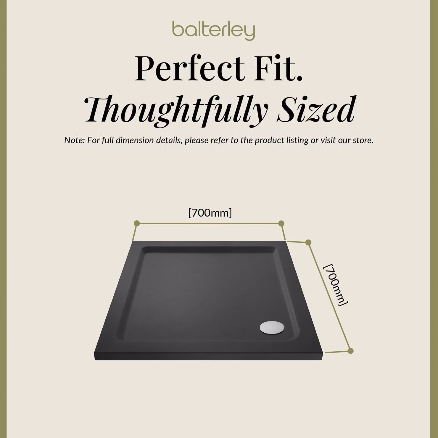 Balterley Premium Square Shower Tray, Grey, W/D: 70 x 70 cm – 4