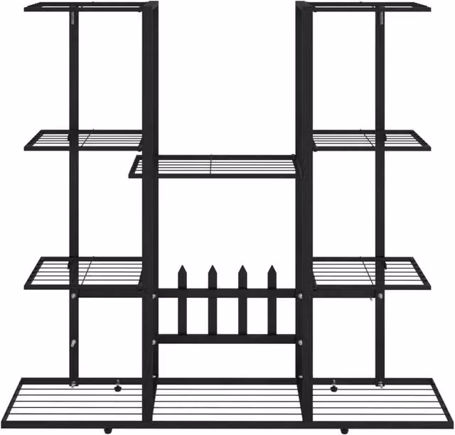 Berkfield Home Durable Metal Flower Stand, Black, W: 94.5 cm, D: 25 cm, H: 89 cm – 1