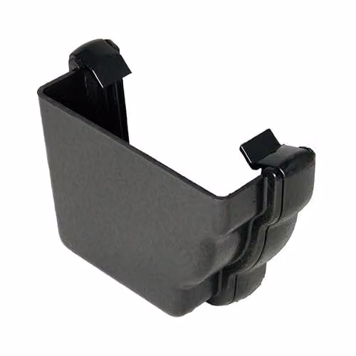 FloPlast Cast Iron Effect Ogee Gutter External Stopend Left Hand, Black, 110mm x 80mm
