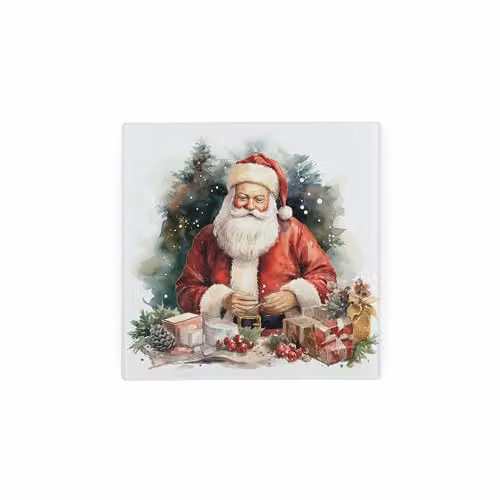 Purely Home Father Christmas Glass Hot Pot Stand, Non-Slip Square Trivet, W/D/H: 20 x 20 x 20 cm, Multicolour and White – 2