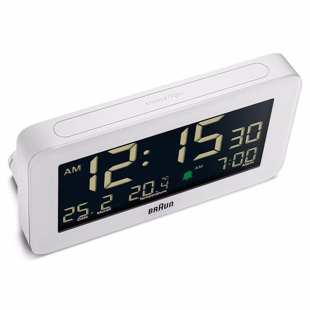 Braun Digital Alarm Clock in White – 2