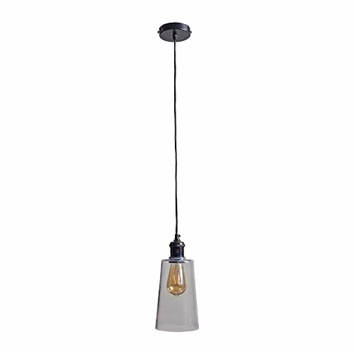 ValueLights Modern Matt Black and Transparent Glass Dome Pendant Ceiling Light with Warm White LED Bulb
