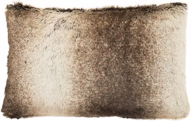 Orsina Brown Faux Fur Rectangular Cushion with Feather Filling