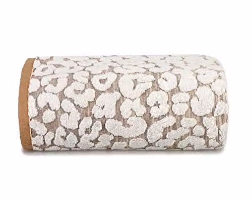 Allure Bath Fashions Leopard Print Cotton Bath Towel in Beige and Sand, W: 70 cm, L: 125 cm – 1
