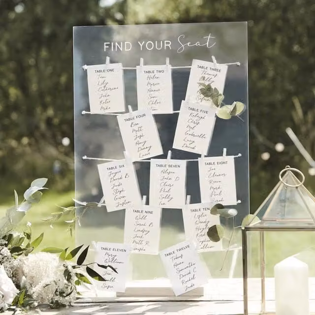 KDMD White and Transparent Acrylic Wedding Table Plan Kit