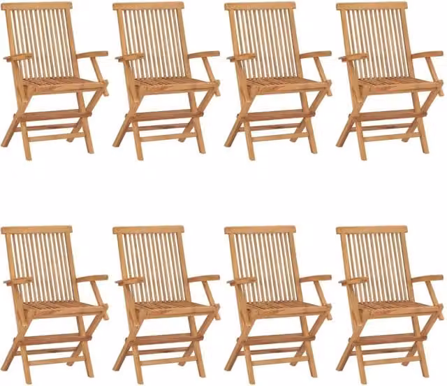 Berkfield Home Set of 8 Stackable Garden Chairs in Brown Solid Teak Wood