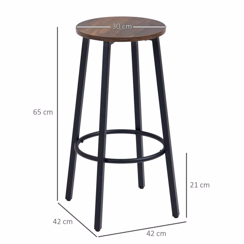NESTLUNE Industrial Counter Height Bar Stools Set of 2 in Black and Brown Wood – 2