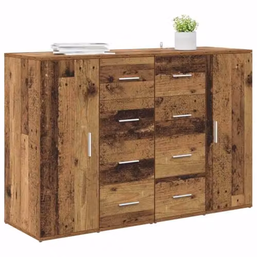 vidaXL CORONA Set of 2 Modern Sideboards in Old Wood Brown, W/D/H: 59 x 39 x 80 cm