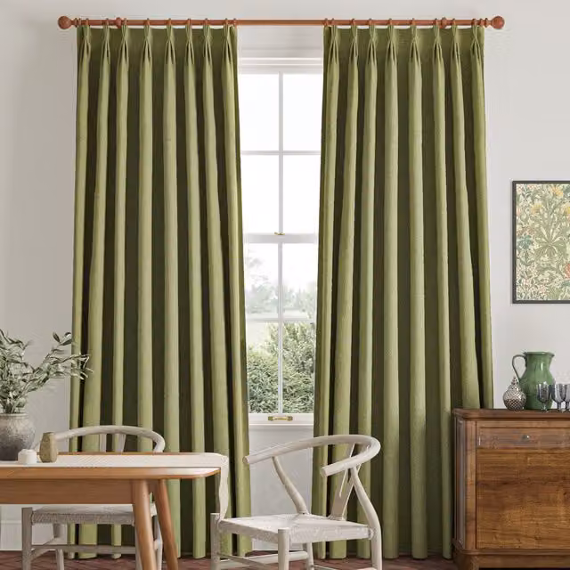 William Morris Reed Made To Measure Blackout Curtains in Green