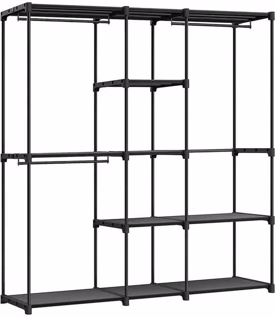 Pirlo Plush Matt Black Metal Clothes Rail with Continuous Linear Rail
