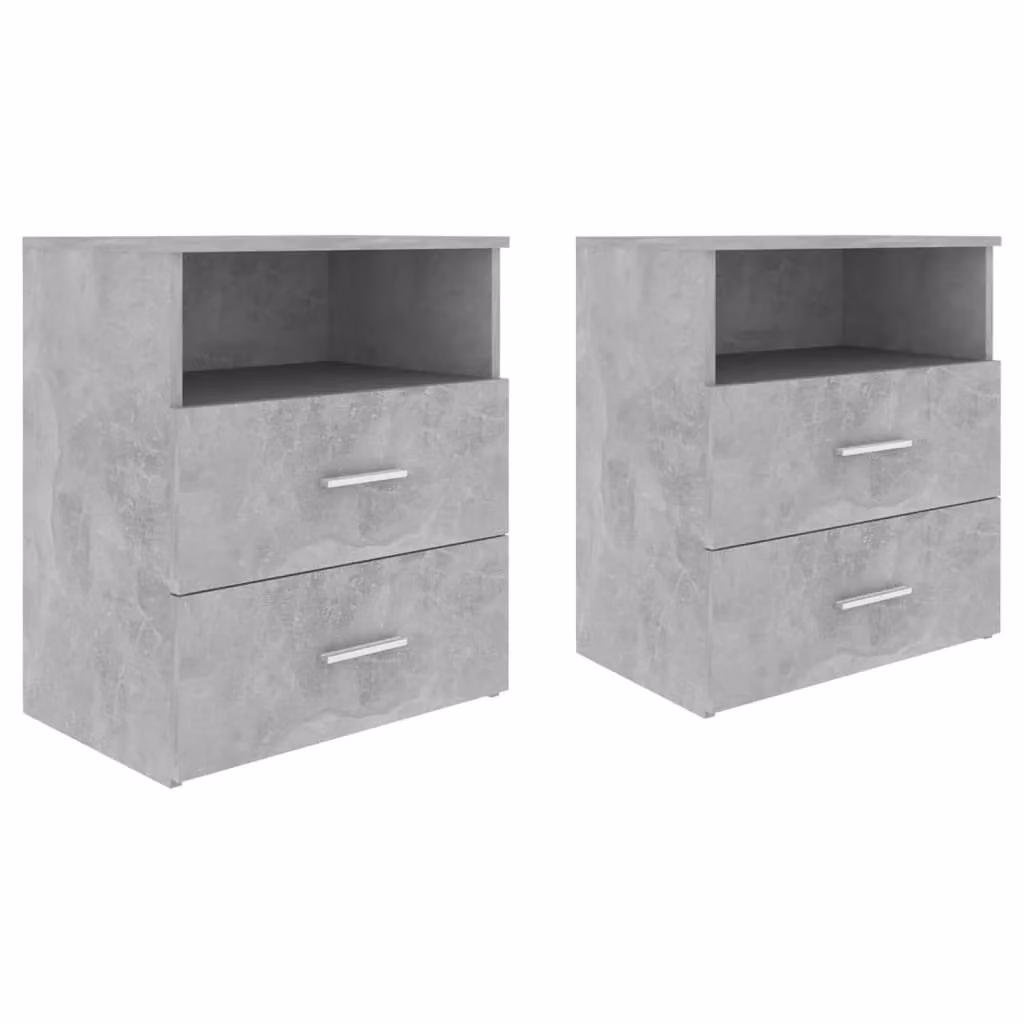 Berkfield Home Bed Cabinets, 2 Piece Set, Concrete Grey, W: 50 cm, D: 32 cm, H: 60 cm – 2