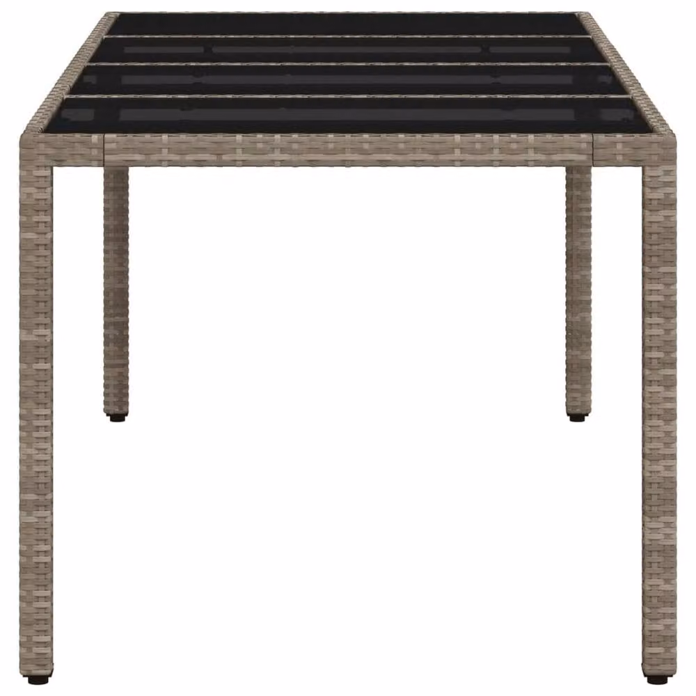 Berkfield Home Extendable Rectangular Garden Table with Glass Top in Light Grey Poly Rattan, W: 190 cm, D: 90 cm, H: 75 cm – 3