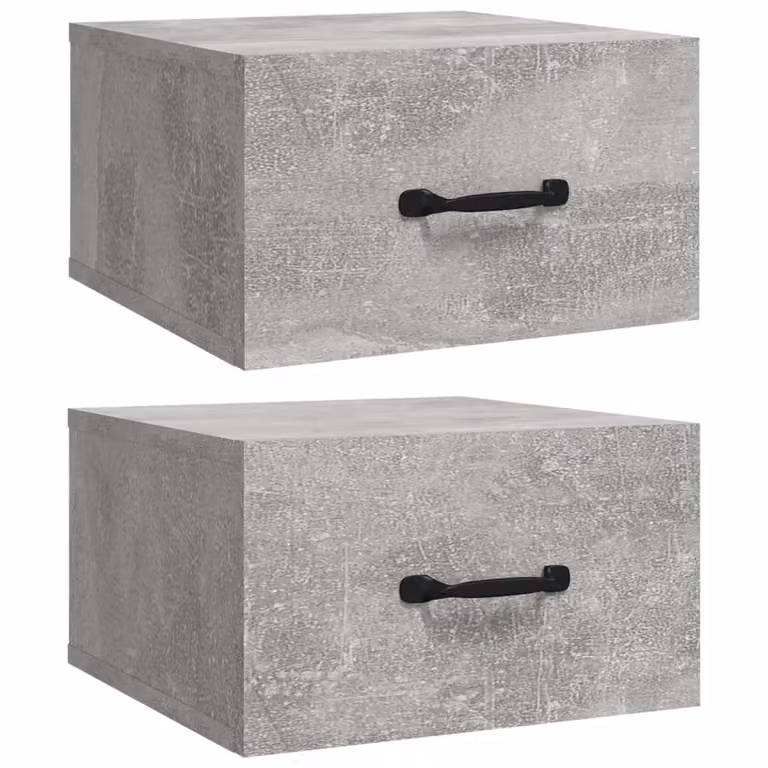 Berkfield Home Wall-mounted Bedside Cabinets, 2 Pack, Concrete Grey, W/D/H: 35 x 35 x 20 cm