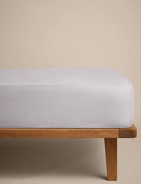 M&S Cotton Rich Breathable Fitted Sheet in Dove Grey, 180 x 200 cm