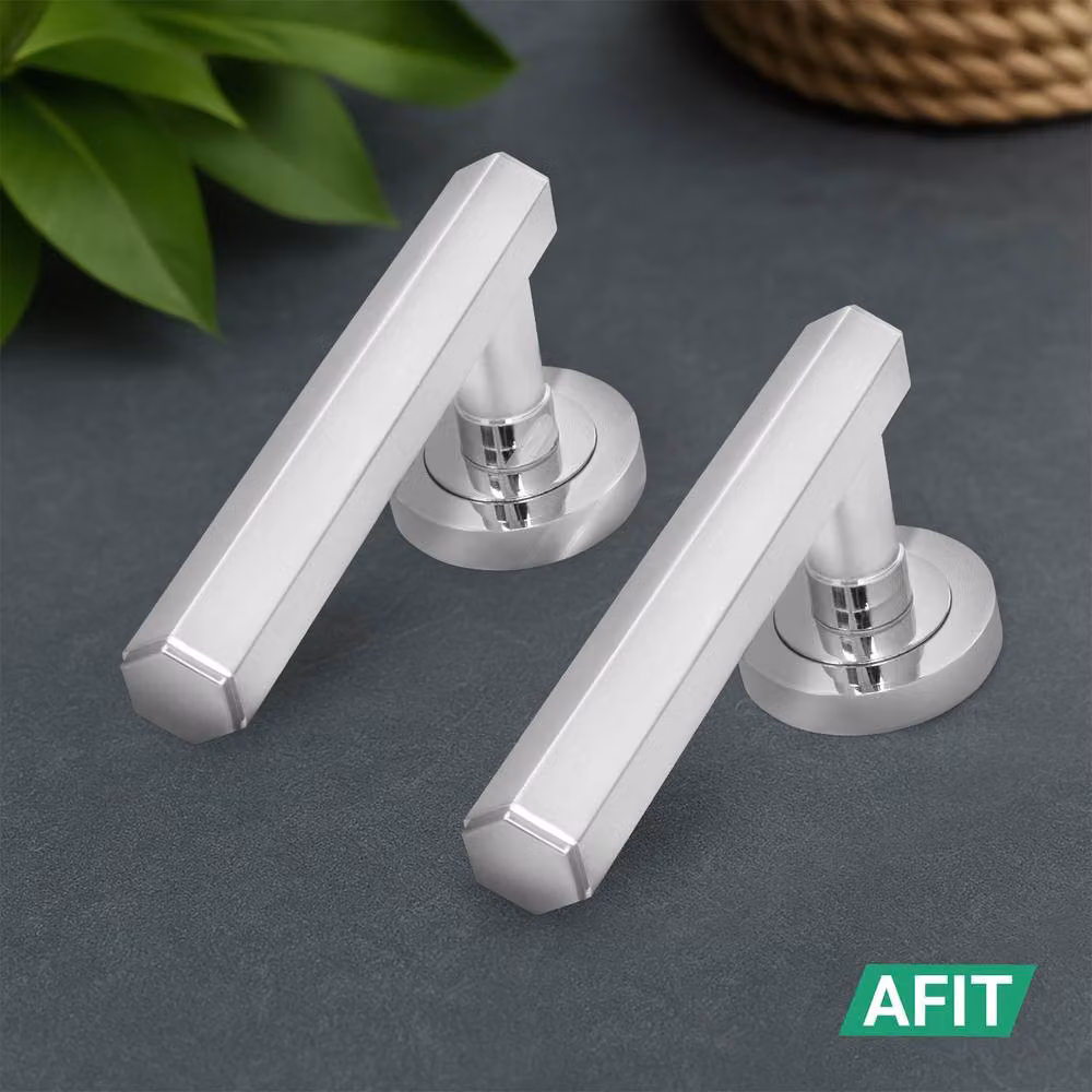 AFIT Polished Chrome Aluminium Door Handle Latch Set in Silver, 150 x 150 mm – 6