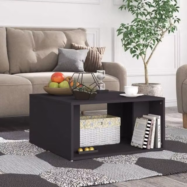 Berkfield Home Set of 4 Stylish Grey Square Coffee Tables in Engineered Wood, W/D/H: 33 x 33 x 33 cm – 1