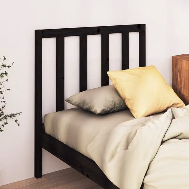 Berkfield Home Rustic Solid Pine Bed Headboard, Black, W: 106 cm, D: 4 cm, H: 100 cm – 1
