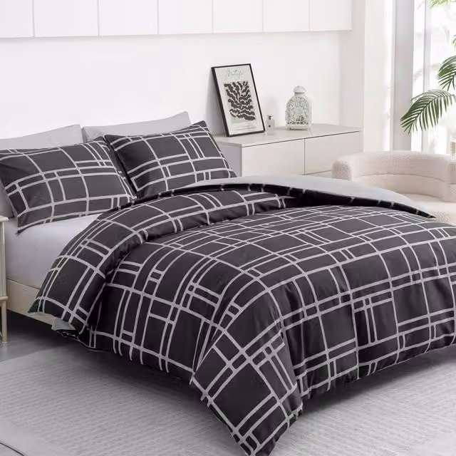 Grace Premium Microfibre Duvet Cover Set in Black, Single, 90 x 200 cm – 1