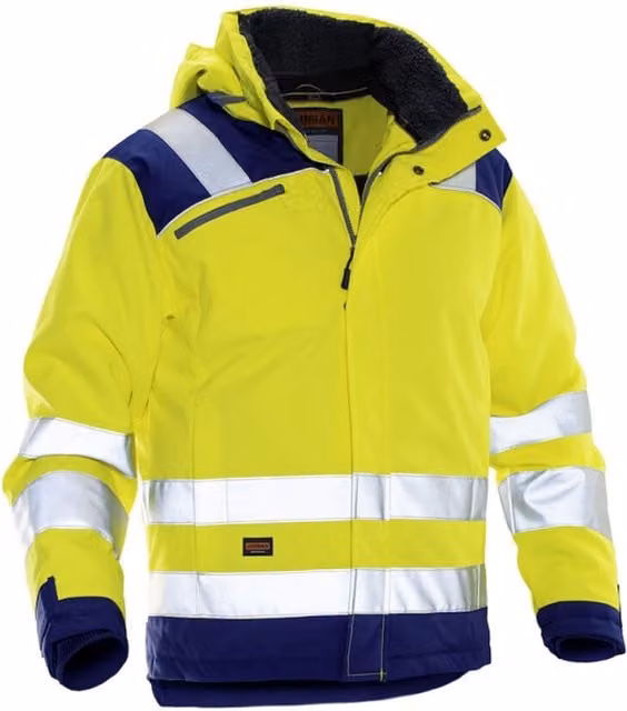 Jobman Mens Star Hi-Vis Winter Jacket in Yellow and Blue, Size S
