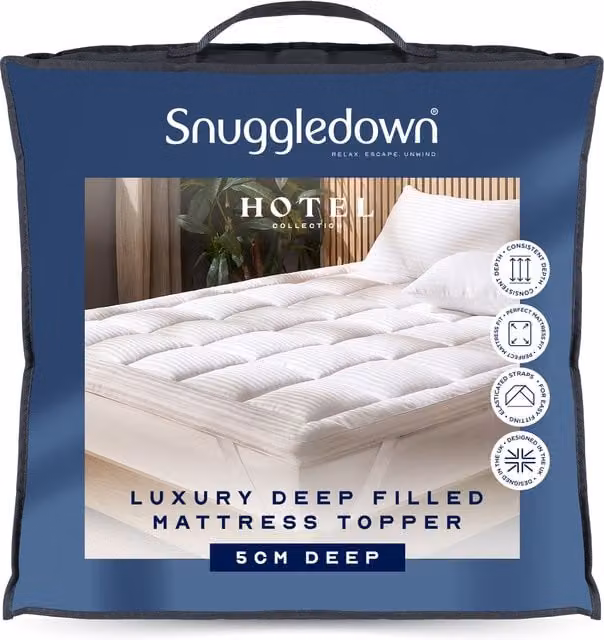 Snuggledown Hotel Deep Mattress Topper in White, King Size
