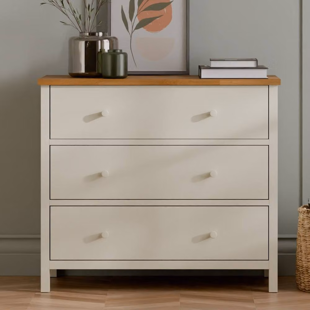 Cheshire Premium Ridgeway 3 Drawer Chest in Ivory and Oak – 2