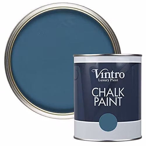 Vintro Blue Chalk Paint in French Navy, 1 Litre, Ultra Matt Water-Based Finish