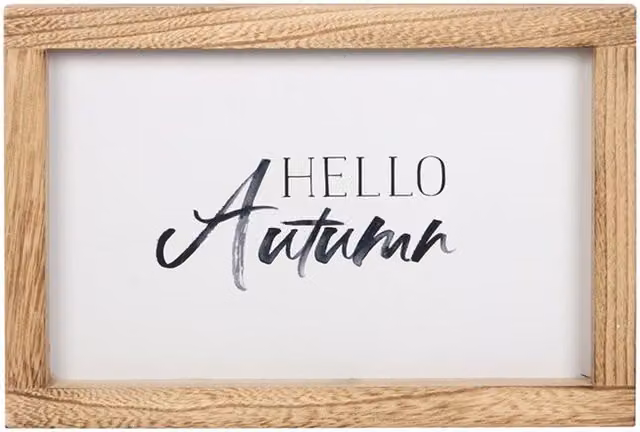 KDMK Hello Autumn Rustic Wooden Hanging Sign with Typography, White
