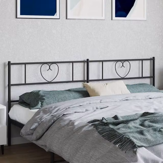 Berkfield Home Classic Metal Headboard in Black