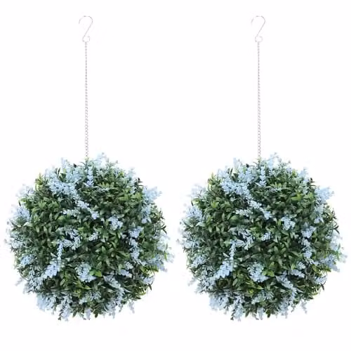 HOMCOM Set of 2 Blue Artificial Lavender Topiary Balls, Diameter: 27 cm – 1