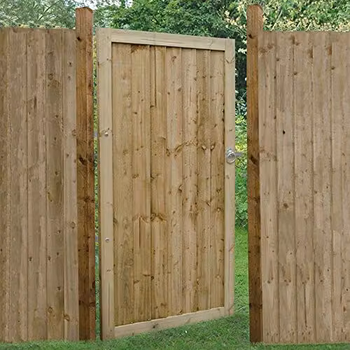Forest Garden Pressure Treated Featheredge Wood Gate in Brown and Gold, Height: 180 cm – 2