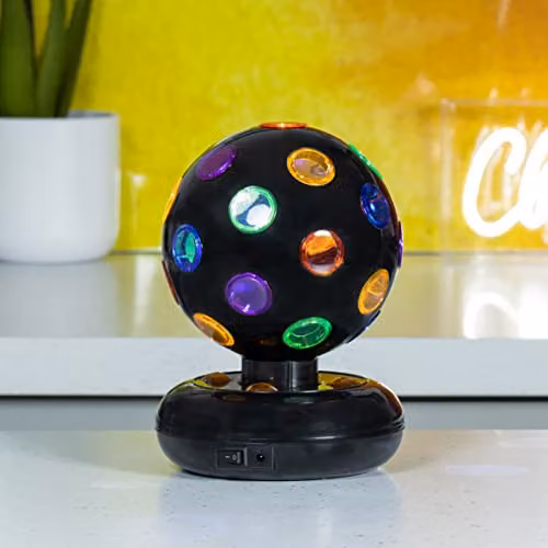 Global Gizmos 45860 Battery Operated Rotating LED Disco Ball with Multi-Coloured Lights, Black – 2
