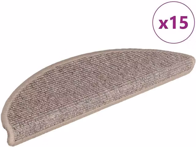 Berkfield Home Self-adhesive Stair Mats, 15 Pack, Beige, W: 56 cm, D: 17 cm, H: 3 cm