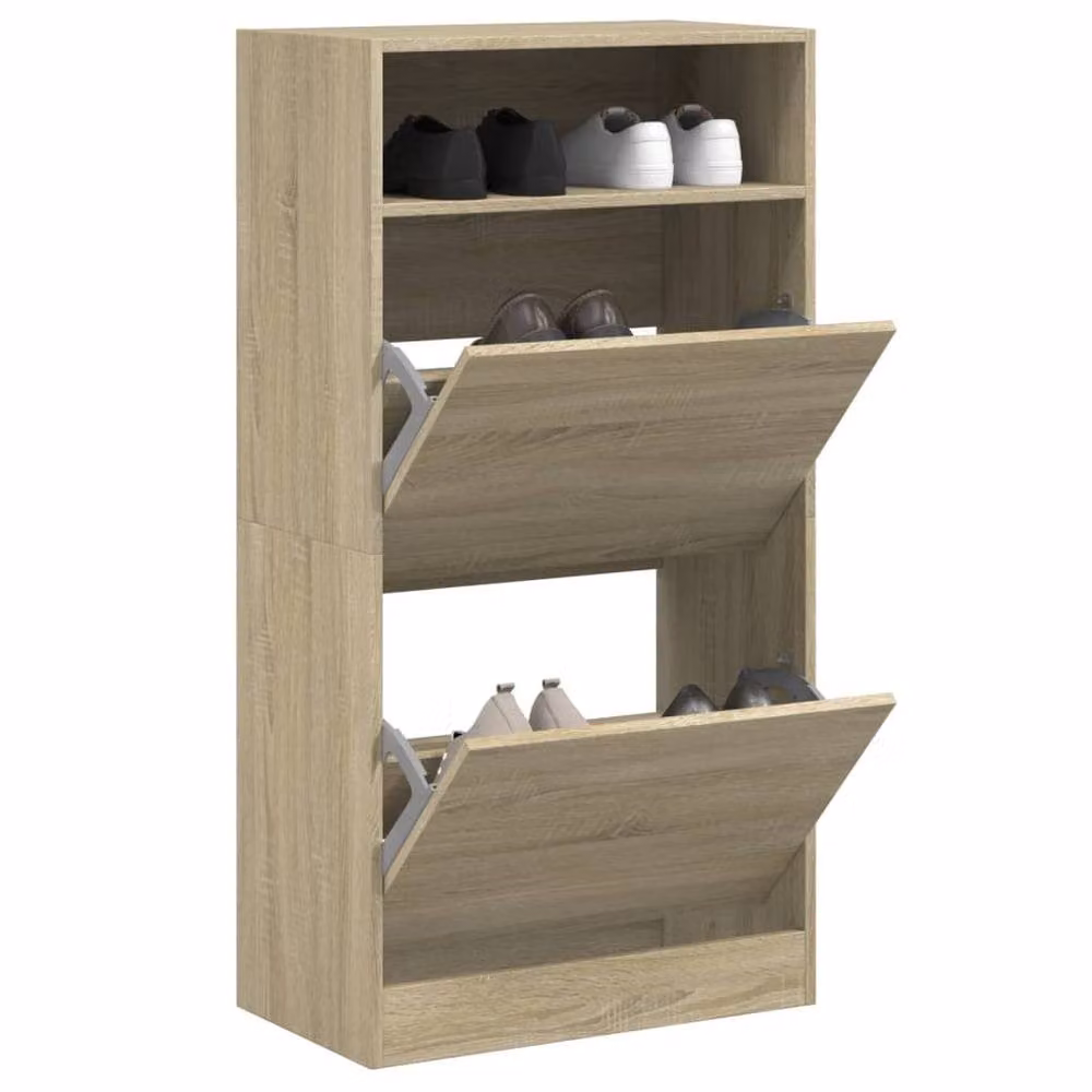 Berkfield Home Sonoma Oak Shoe Cabinet in Beige, W/D/H: 60 x 34 x 116 cm – 2