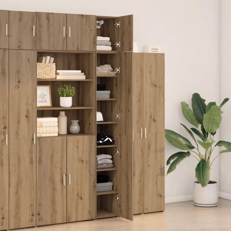 Berkfield Home Slim Storage Cabinet in Artisan Oak Brown, W: 30 cm, D: 22.5 cm, H: 225 cm