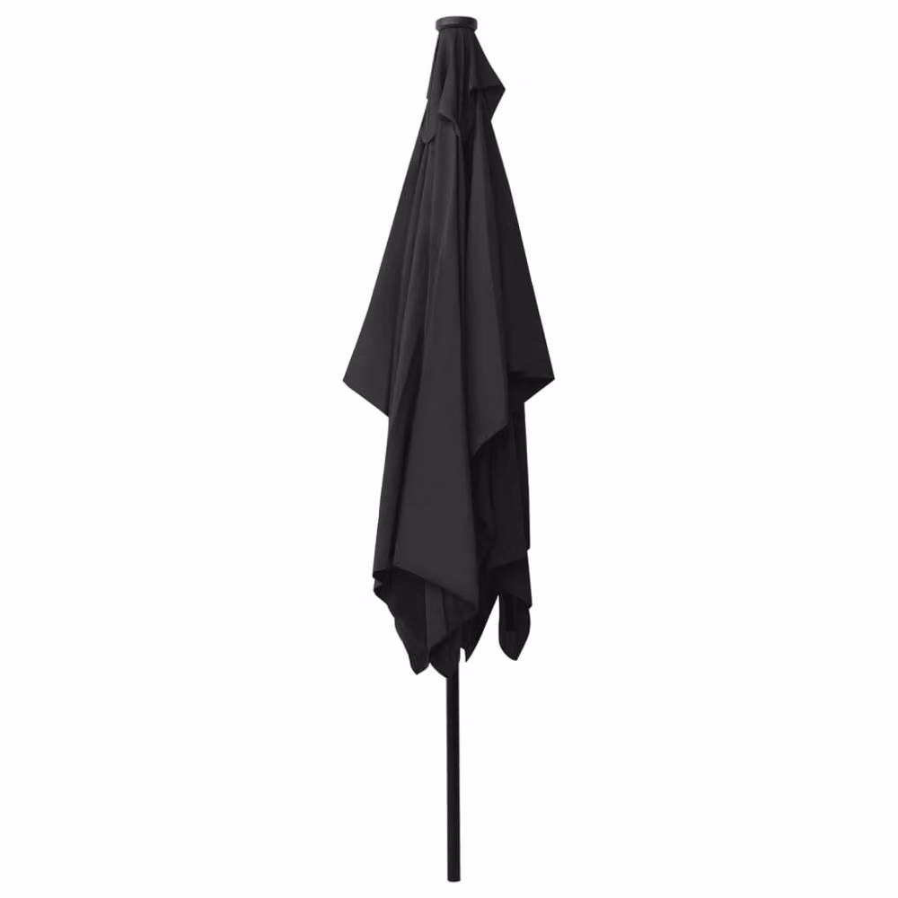 Berkfield Home Black Polyester Parasol with LED Lights and Steel Pole, W/D/H: 300 x 300 x 200 cm – 2