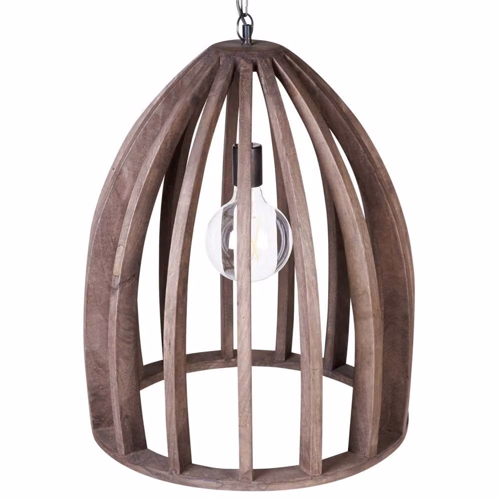Wyld and Coco Brown Mango Wood Pendant Lamp – 4