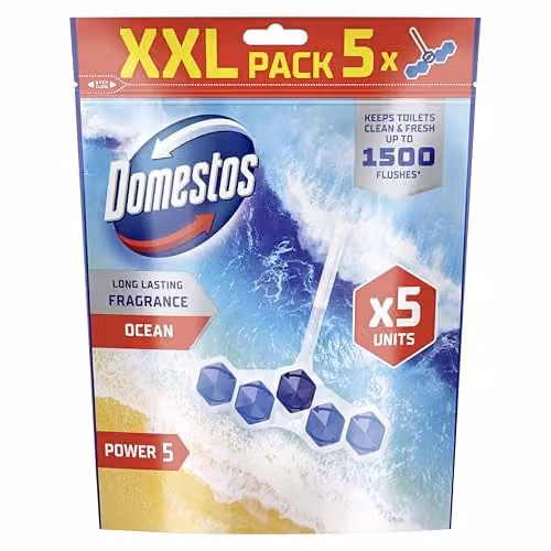 Domestos Ocean Toilet Rim Blocks, Blue, 5 x 50 g – 1