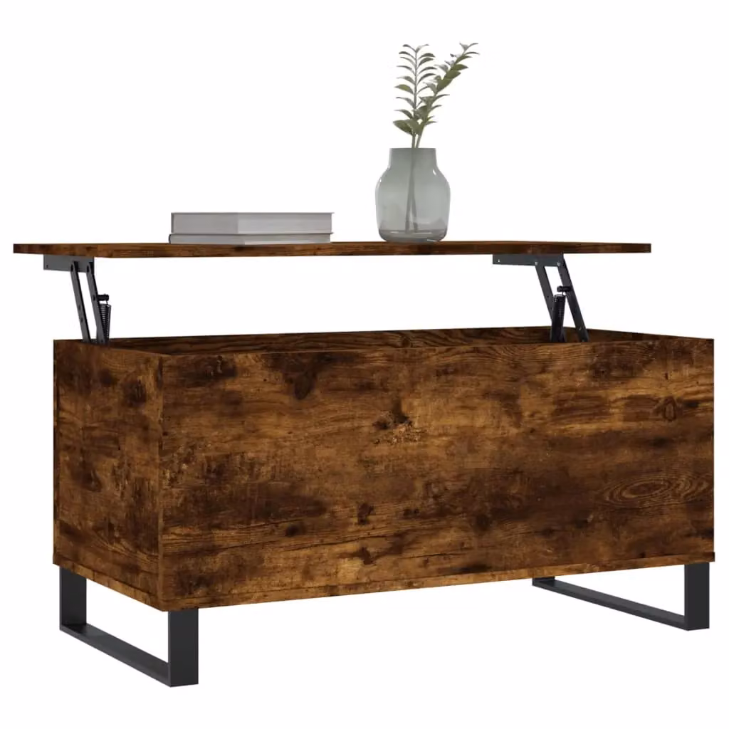 Berkfield Home Modern Smoked Oak Coffee Table in Brown, W/D/H: 90 x 44.5 x 45 cm – 3
