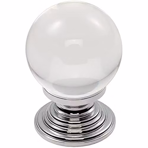Loops Crystal Ball Cupboard Door Knob in Clear Translucent and Chrome