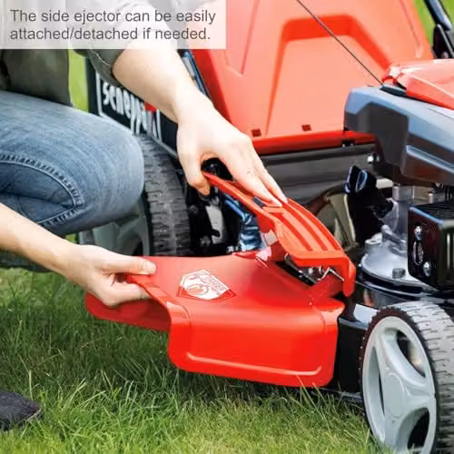 Scheppach MS173-51 Self-Propelled Petrol Lawn Mower in Red and Black with 51cm Cutting Width, Mulching Kit and 65L Collection Bag – 3