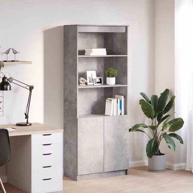 Berkfield Home Modern Highboard in Concrete Grey, W/D/H: 70 x 35 x 180 cm